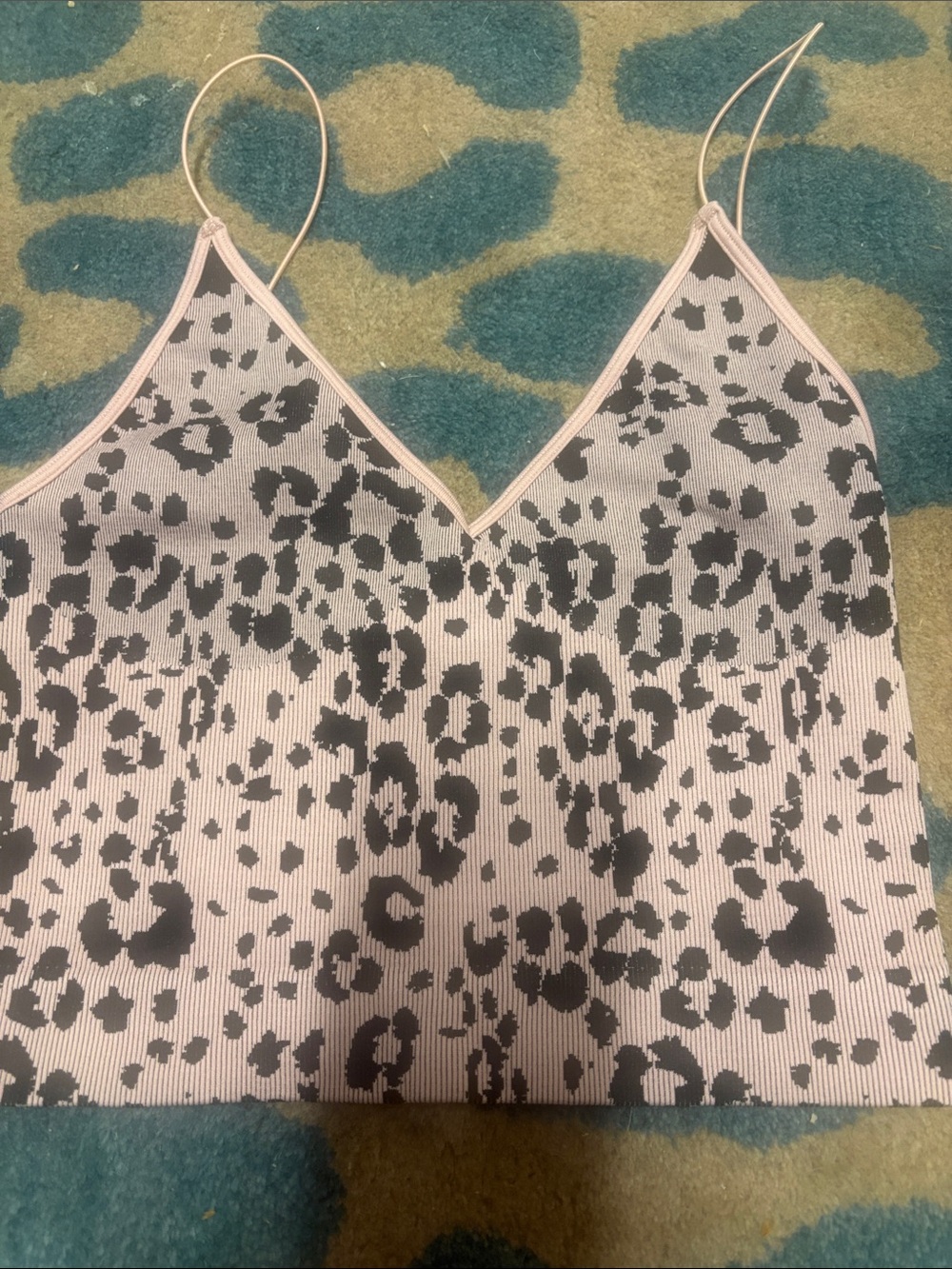Free People Pink Leopard Ribbed Cami Top